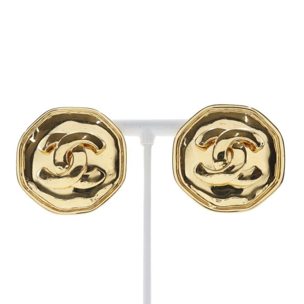 CHANEL Gold Logo Earrings